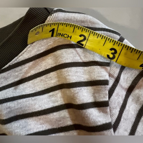 LAUREN RALPH LAUREN SWEATER TOP 3/4 SLEEVE‎ BEIGE WITH STRIPES OLIVE GREEN L - Picture 5 of 16